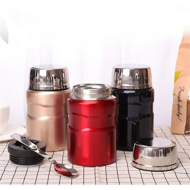 600ML Portable Stainless Steel Food Soup Containers Vacuum Flasks Thermocup Thermos Lunch Box 210809