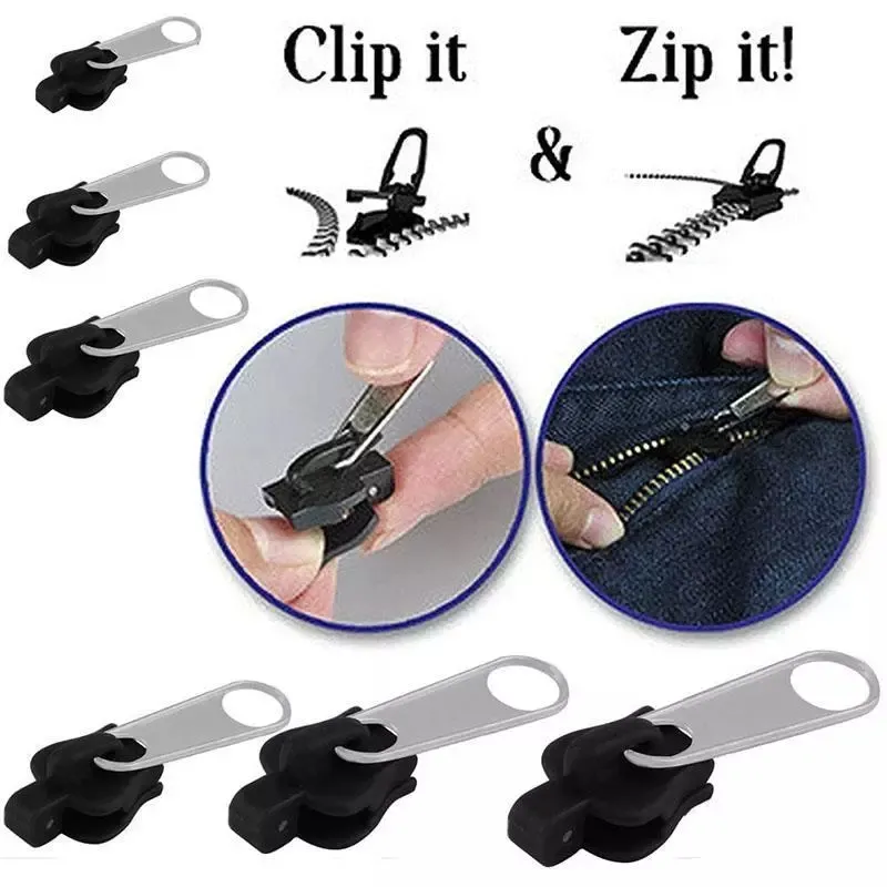 6 stks / set Instant Zipper Universele Instant Fix Zipper Reparatie Kit Vervanging ZIP Slider Tanden Rescue Nieuwe Design Ritsen voor SEW