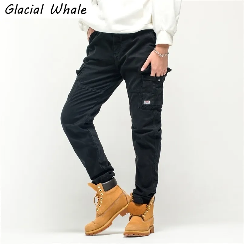 GlacialWhale Erkek Kargo Pantolon Erkekler Joggers Erkek Hip Hop Japon Streetwear Vintage Pantolon Erkekler için Siyah Pantolon Jogging 211201