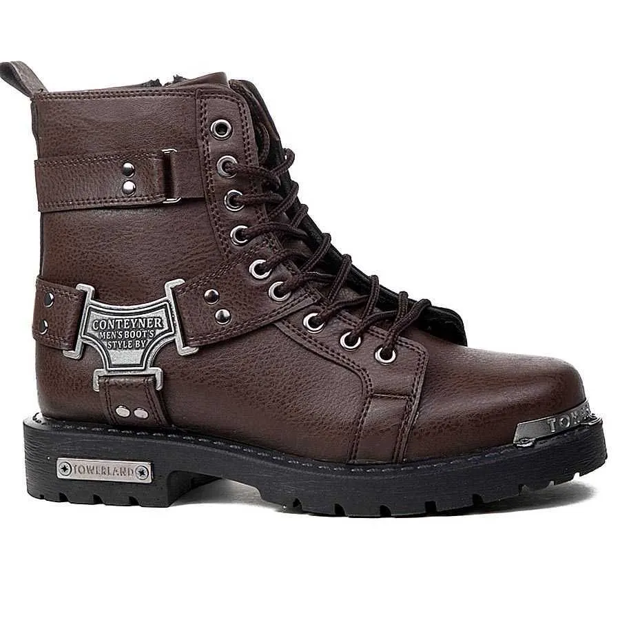 Homens w boot motociclista preto botas de moto decoração de metal sapatos masculinos TRABALHO DE Alta Qualidade do tornozelo 210624