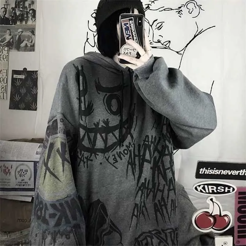 Fernan Goth Bluza grunge Japan Japan Anime Hip Hop Bluza Bluza Zwycięska punkowa kobieca bluzki Gothic Alt Ubrania 211220