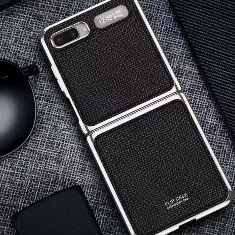 Para Galaxy Z Flip 5G Clase de estuche de cuero Lujo Teléfono Duro Funda F7000 Fundas Capas Coques Casos Celulares