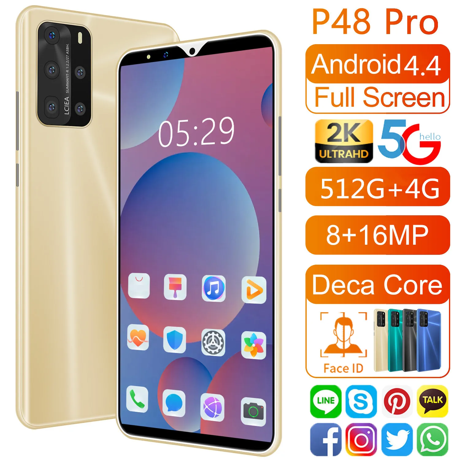 Горячие Продажи P48 PRO Мобильный Телефон MTK6580 OCTA CORE 5G 5,8 Дюйма 8  + 256 Г Памяти Отображается Реальный Мобильный Телефон 512 МБ Памяти 4G  Сеть 3G От 14 696 руб. | DHgate