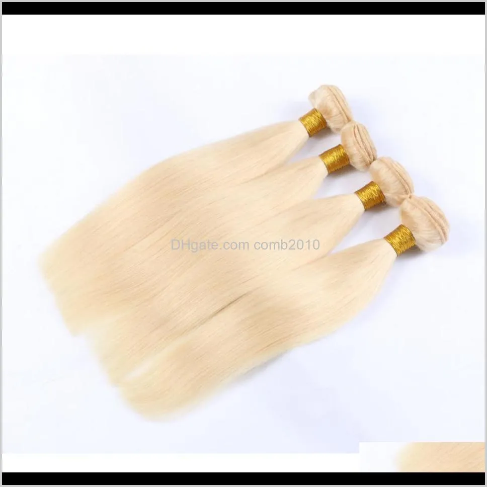 brazilian straight hair weaves double wefts 100g/pc 613 russian blonde color 100% human remy hair extensions