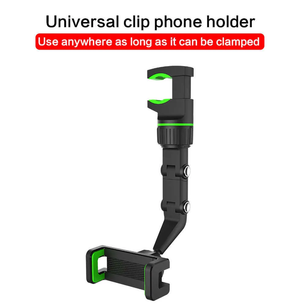 Sweetone Supporto per Telefono Specchietto Retrovisore Auto, Porta Cellulare 360° Girevole Retrattile, Multifunzionale Supporto Universale per Tutti gli Smartphone