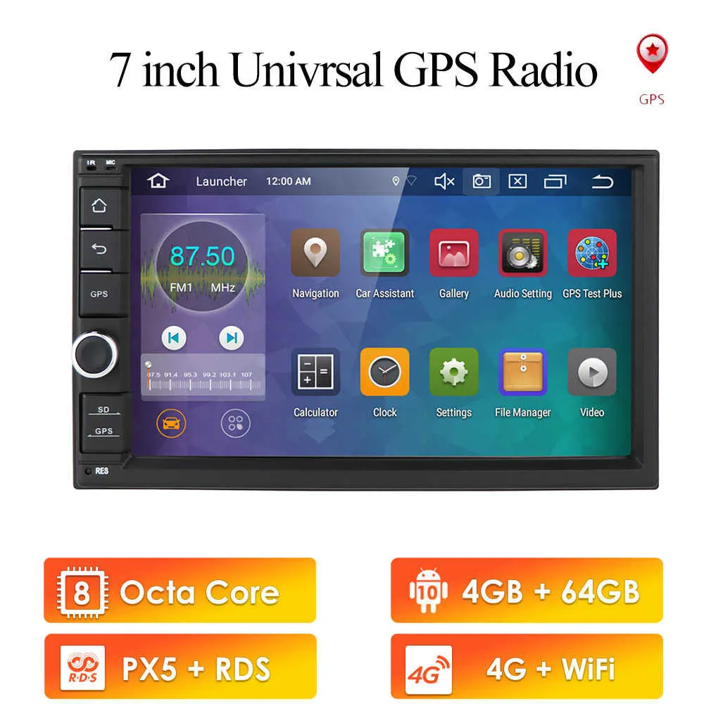 IPS PX5 8コアのAndroid 10ダブル2 DIN 4G RAM 64G ROM車のマルチメディア非DVDプレーヤーBluetooth WiFi OBD DVR DAB + CAM-INマップ