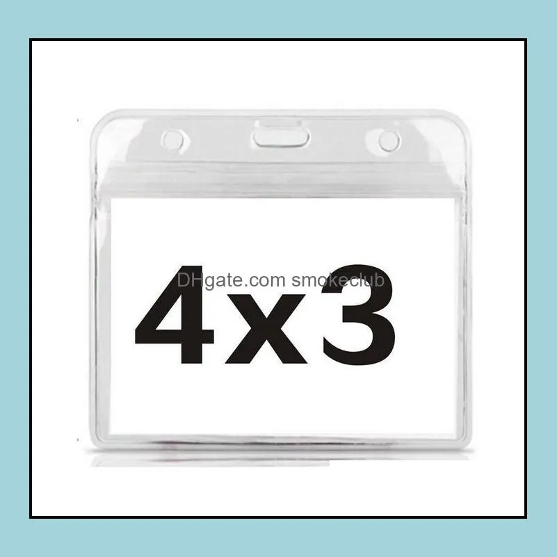 Name ID Badge Holder Vaccination Card Protector Business Files 4x3 in Clear Plastic Sleeve Cover Waterproof Resealable