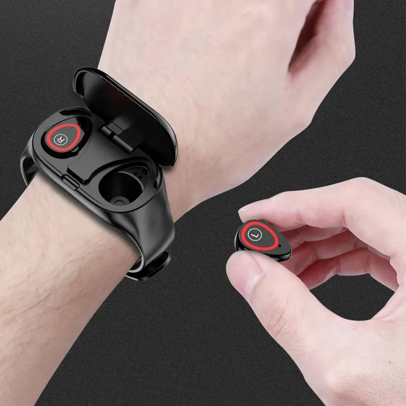 Cuffie Auricolari ZUTA 2 in 1 Smart Watch con auricolare Bluetooth senza fili Auricolari vivavoce Cuffie Fitness Tracker Polsino Coppia B