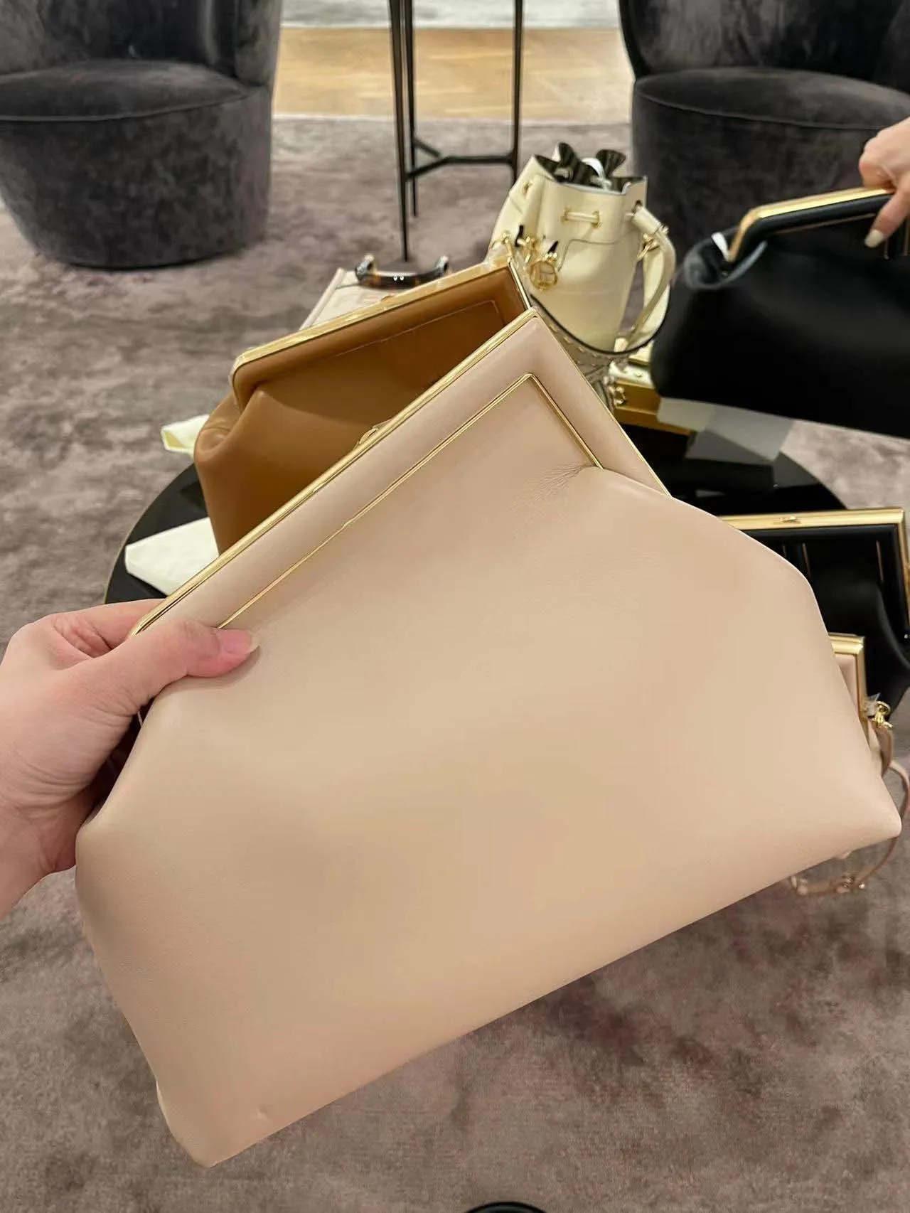 Handbag Women Clutch Bags Crossbody Shoulder Purse High Quality First Series Metal Wrapped Dinner Bag Genuine Leather Plain fashion Lady Wallet 2021