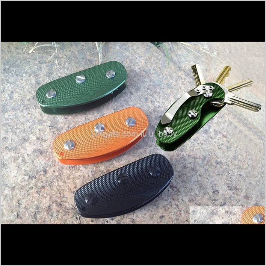 3 färger Aluminiumficka Keychain Compact-nycklar för nyckel EDC utomhusutrustning multifunktionsknappar BH9ZC-nyckelringar Webth