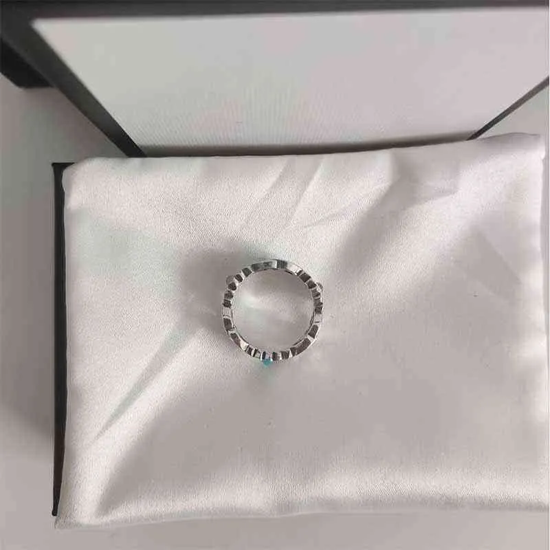 Ring Daisy Turquoise Ringen Mannen en Vrouwen Holle Bloem Hoge Kwaliteit Charm Sterling Zilver Paar Gift