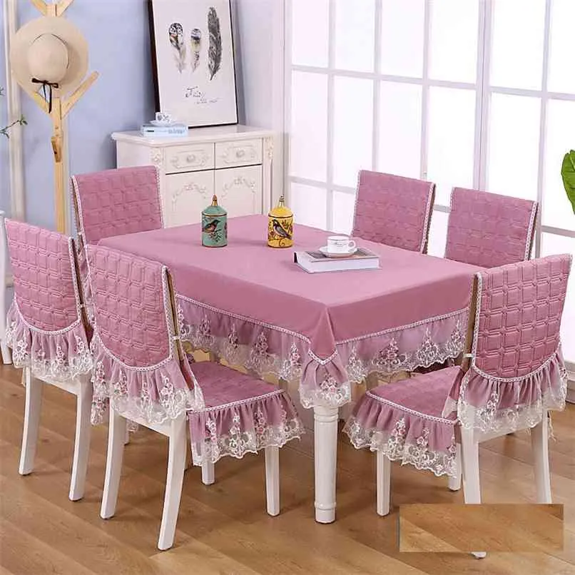 European Style Living Room Decor Table Cloth Anti-Slip Chair Cover Thicken Soft Cushion Dustproof cloths 210626