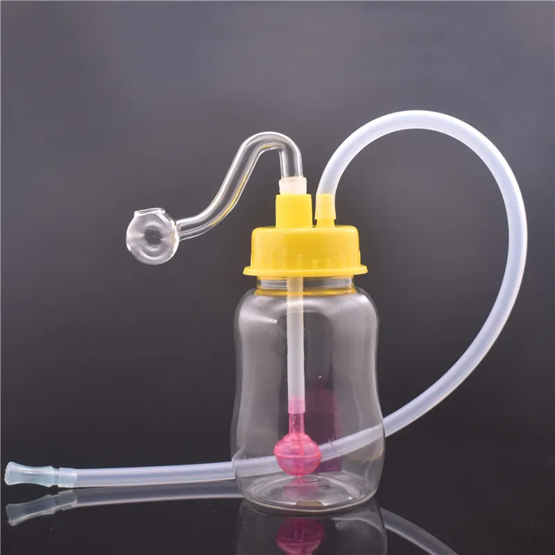 New Mini Oil Burner Bong with Recycler Oil Burner Water Pipe Dab Rig Bongs Hand Bong Water Pipes for smoking plastic bottle shape