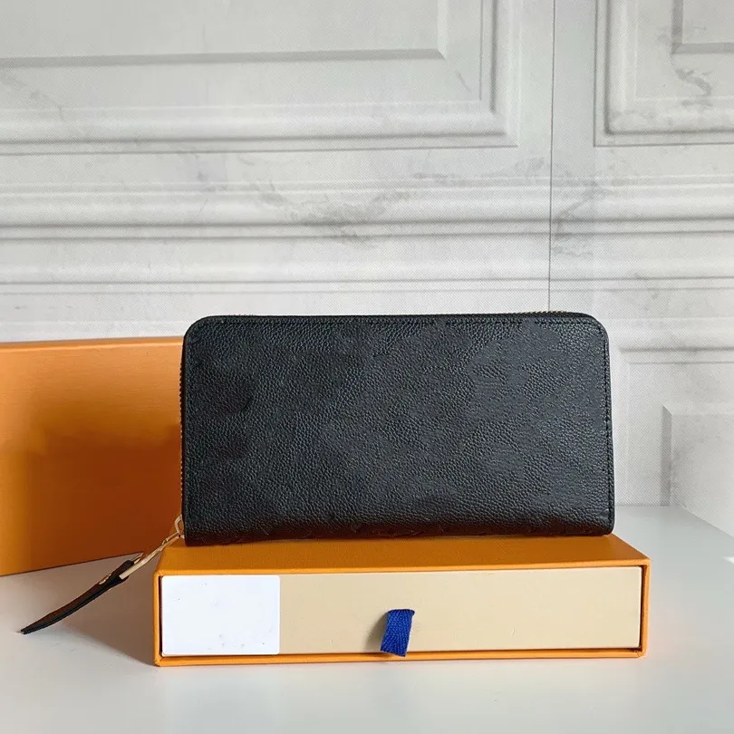 Women Long Zipper Standard Wallet Empreinte Leather 6 Colors Orange Pink Fushia Black Marine Red Inner Card Holders