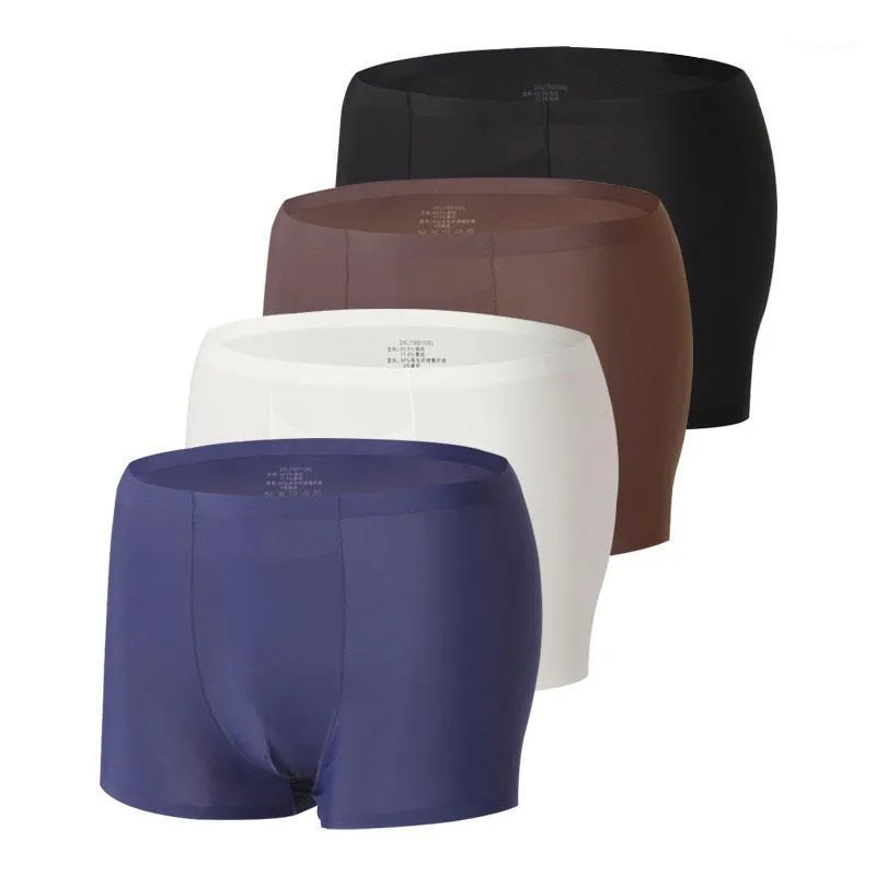 Underpants 4pcs Man Boxer Shorts Icy Silk Seamless Underwear Men Sexy Lingerie Ultrathin Men's Transparent Panties Nylon Male
