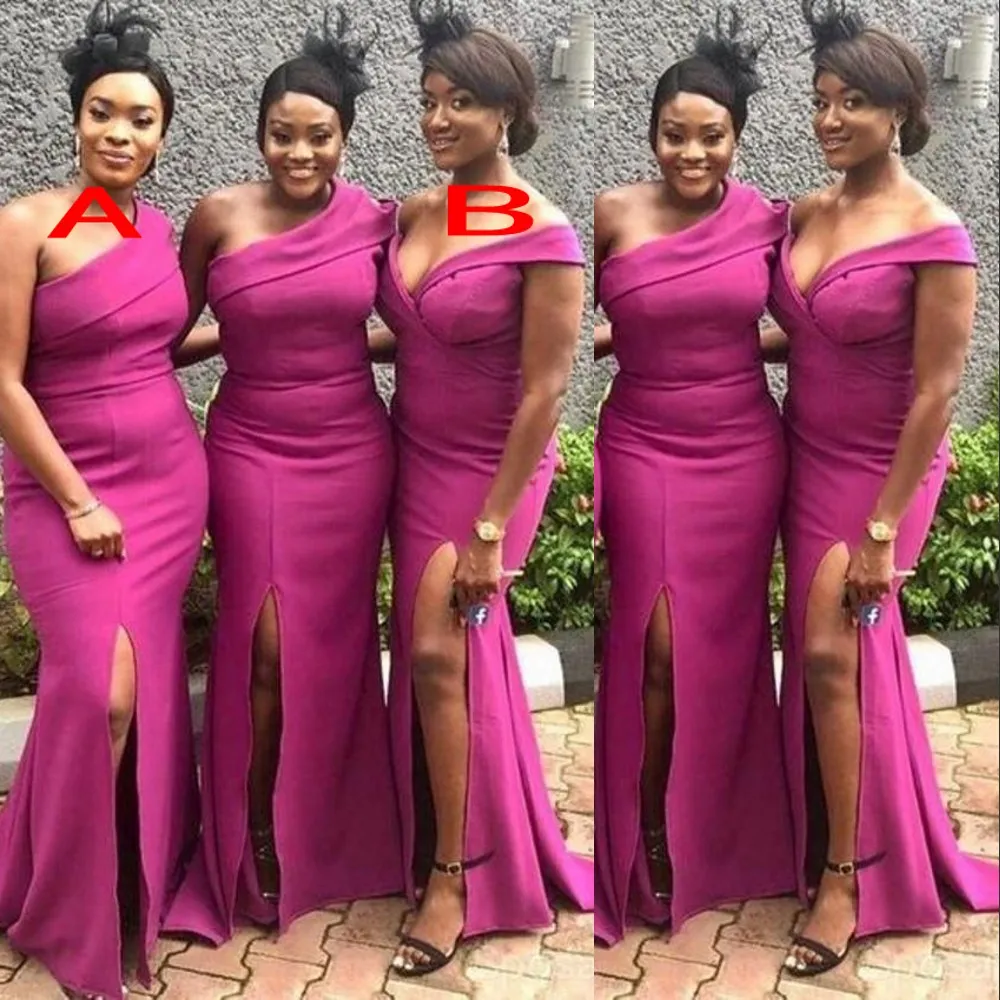 DHgate Sexy Fuchsia Bridesmaid Dresses 2024 Floor Length Elastic Silk Like Satin Party Gowns Wedding Party Events