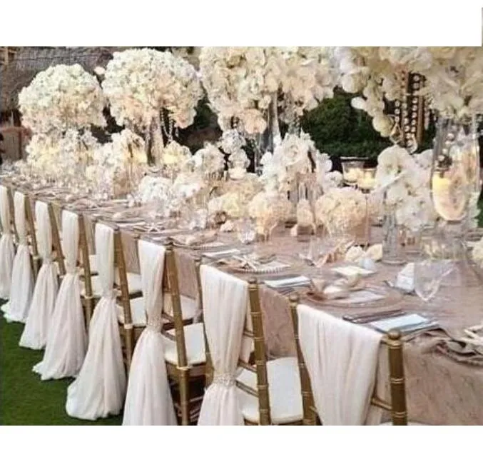 2021 Pas cher Chaise Ceintures Mousseline De Soie Couverture De Chaise De Mariage Romantique Fête De Mariée Banquet Chaise Dossier Faveurs De Mariage Fournitures De Mariage Expédition Rapide