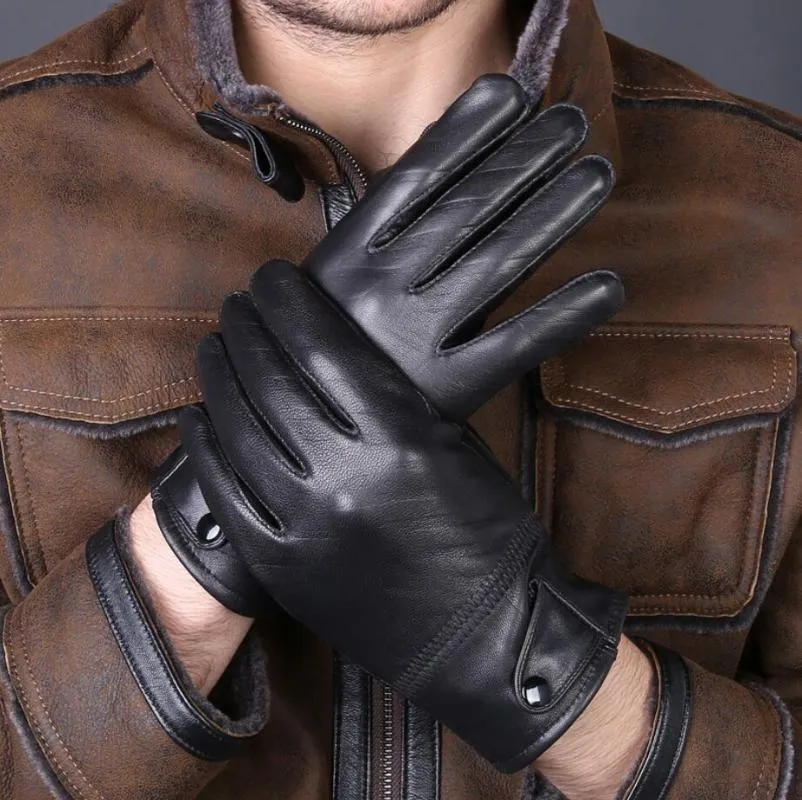 Gants sans doigts 2021 se vendent bien hommes, cuir véritable, gants en cuir, gants noirs pour hommes, doublure chaude, hommes en cuir,