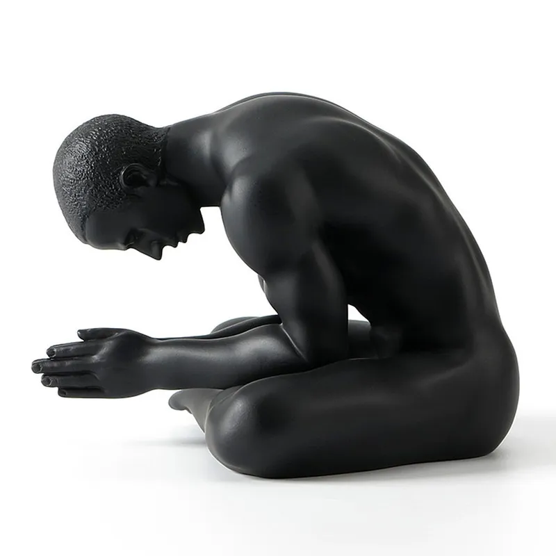 樹脂クリエイティブボディアート裸の男彫刻復活巡礼家の家の装飾的な