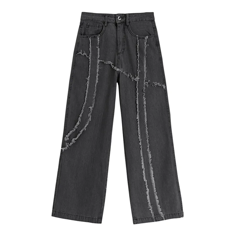 Jeans pour femmes taille haute ample jambe large Denim Streetwear rétro Jeans mode décontractée fermeture éclair pantalon pantalon streetwear 210515