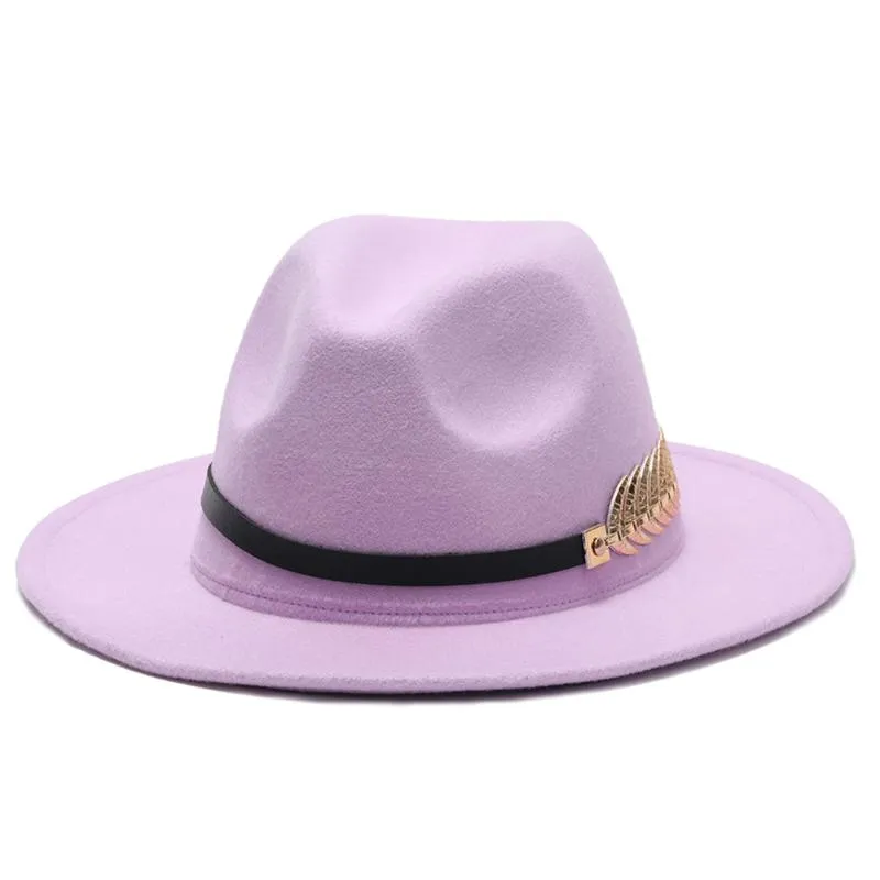 Winter Fedora Hats For Women Fashion Flat Wide Brim Wool Felt Jazz Men Fishbon Goth Top Vintage Wedding Hat269Y