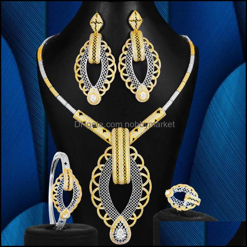 Earrings & Necklace Blachette Luxury Party Bohemia Italy 4PCS Nigerian Charms For Women Wedding Banquet Zircon African Bridal Jewelry