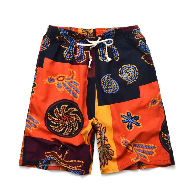 2021 Shorts de football Summer Style chaud Coton et lin imprimé grand pantalon Beach Homme lâche EEE111