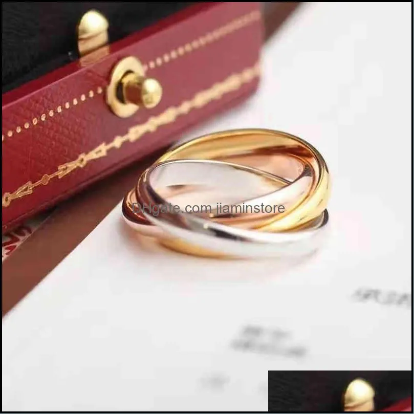 J.hangke Trinity Ring Titanium Steel Triple Love for Women Men Wedding Engagement s Jewelry Gift