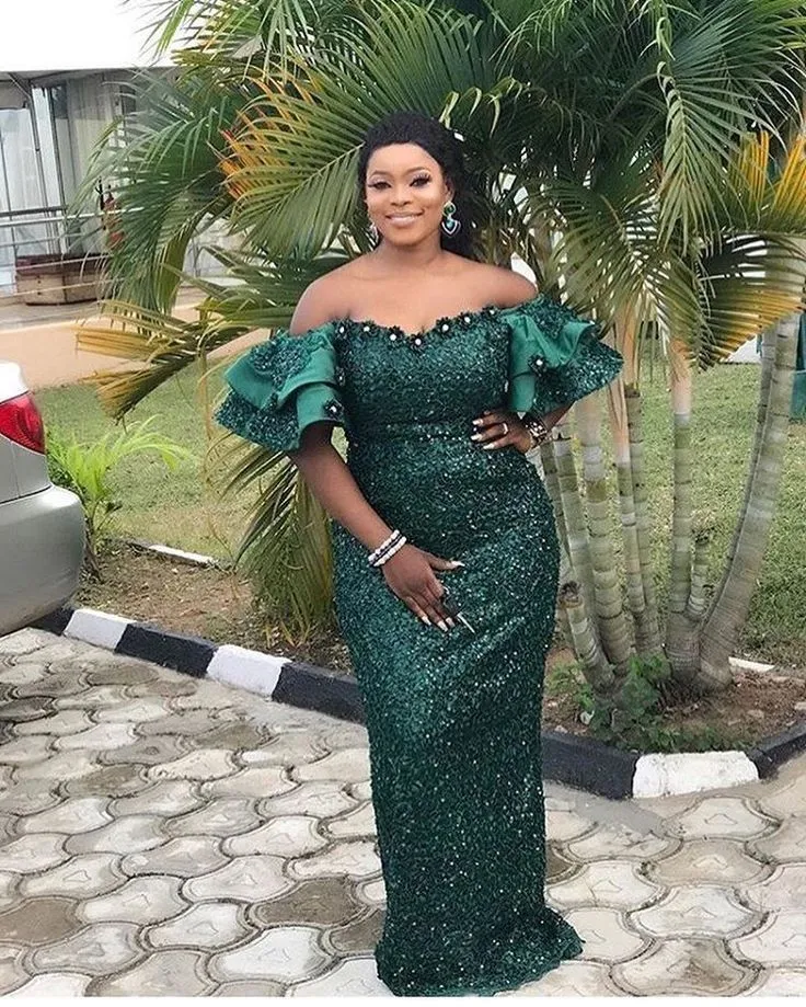 Aso Ebi نمط حورية البحر فساتين الحفلات الراقصة 2021 قبالة الكتف حجم كبير فساتين سهرة رسمية مناسبة للنساء العربيات Vestidos De Noiva