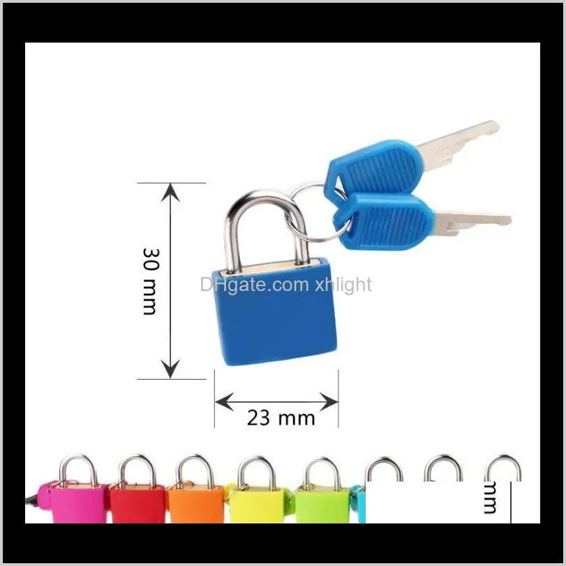 30x23mm small mini strong metal padlock travel suitcase diary book lock with 2 keys security luggage padlock decoration many colors