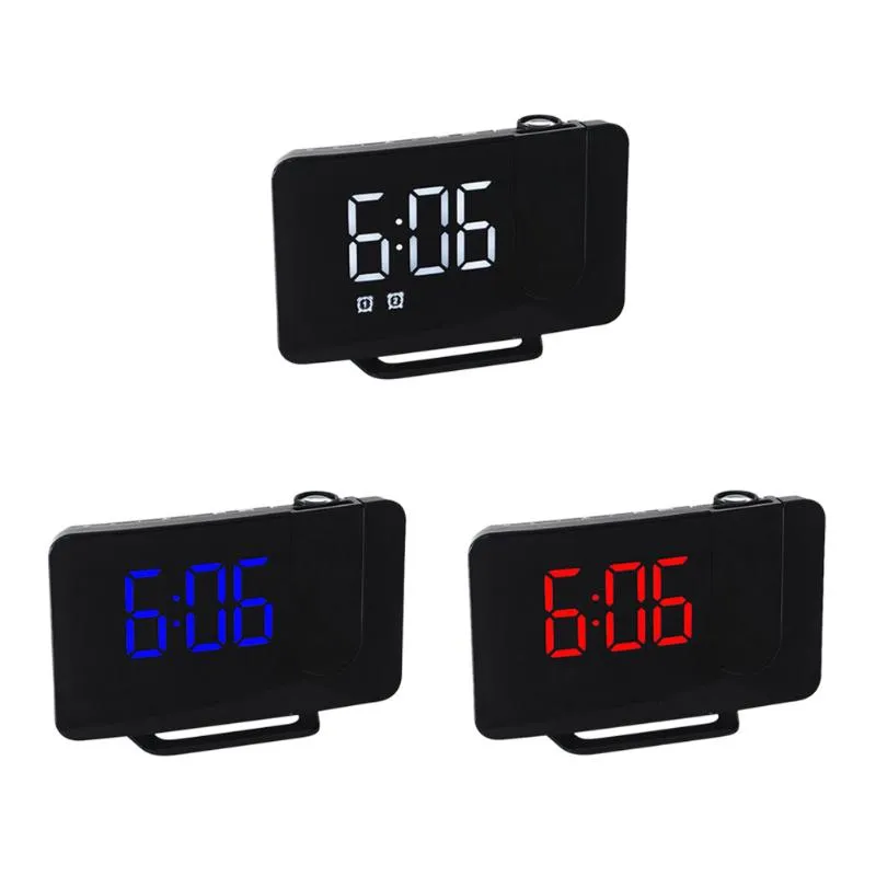Inne zegary Akcesoria LED Digital Alarm Clock Watch Table Electronic Bedside Desktop Usb Wake Up FM Radio Time Projektor Snooze Fundio