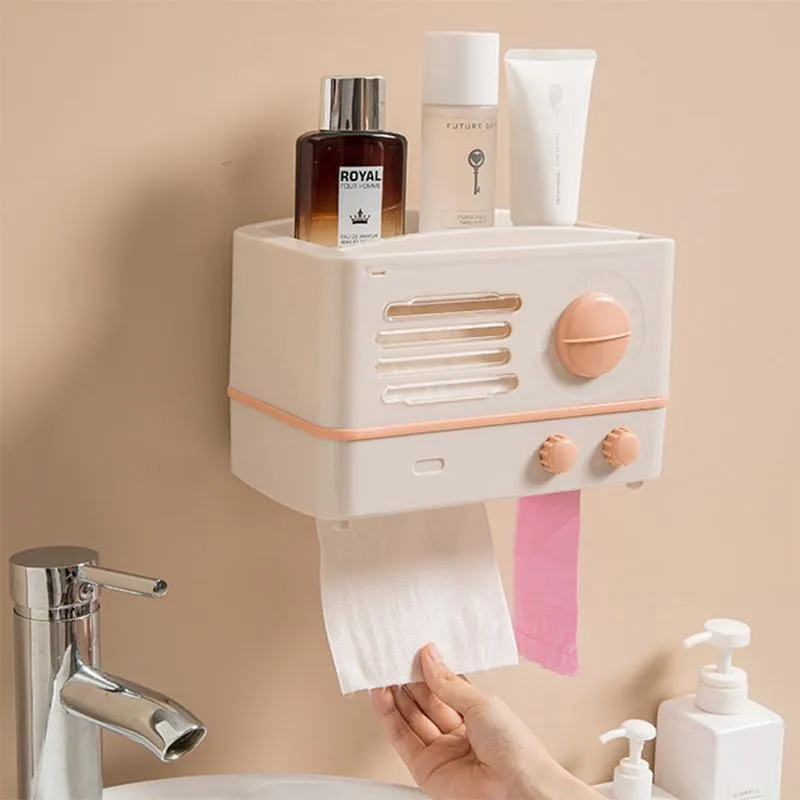 Toilet Paper Holders Retro Radio Tissue Box Wall Mount Holder