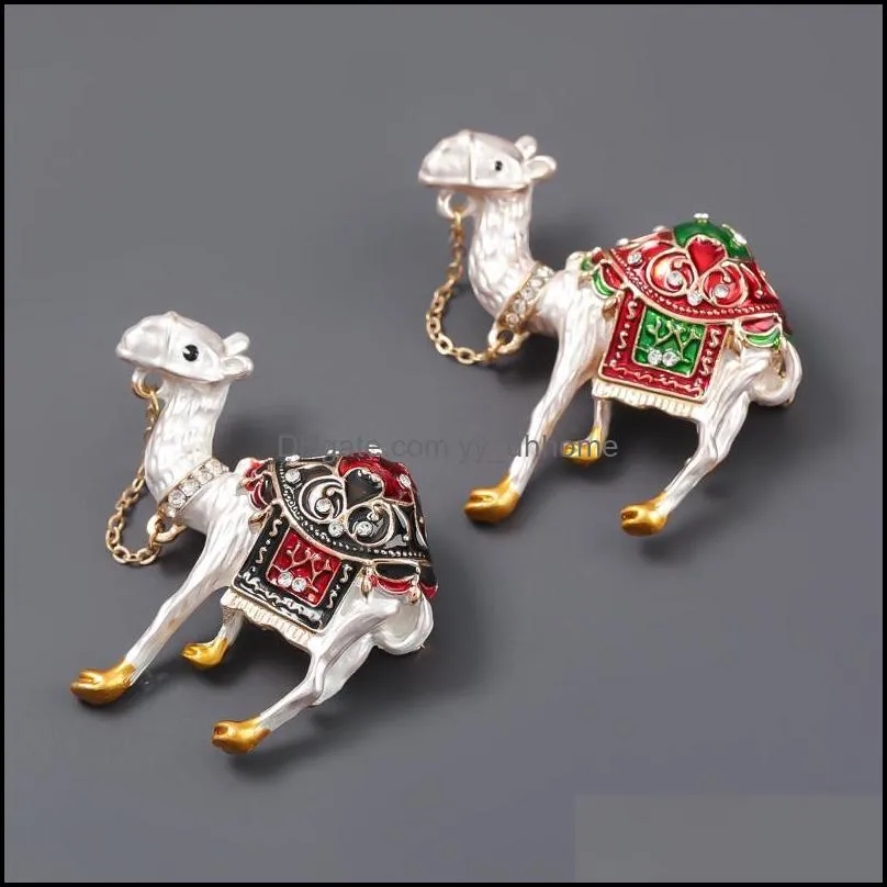 Pins, Brooches 2021 Fashion Metal Dripping Acrylic Camel Brooch Girl Cute Animal Creative Accessories