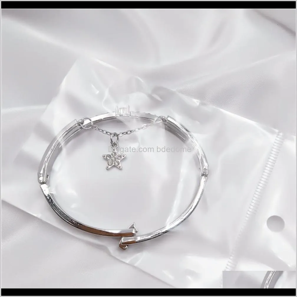 korean fashion five pointed star inlaid alloy full diamond bracelet women`s crystal jewelry girl heart braceletfxr2