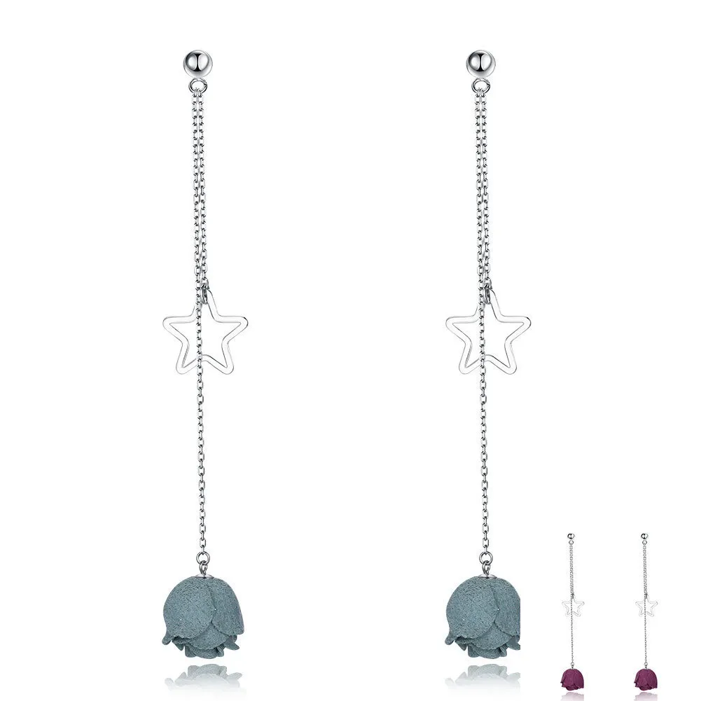 ZEMIOR creux étoile 925 boucles d'oreilles en argent Sterling pour les femmes fleurs suspendues Simple boucle d'oreille fiançailles bijoux fins