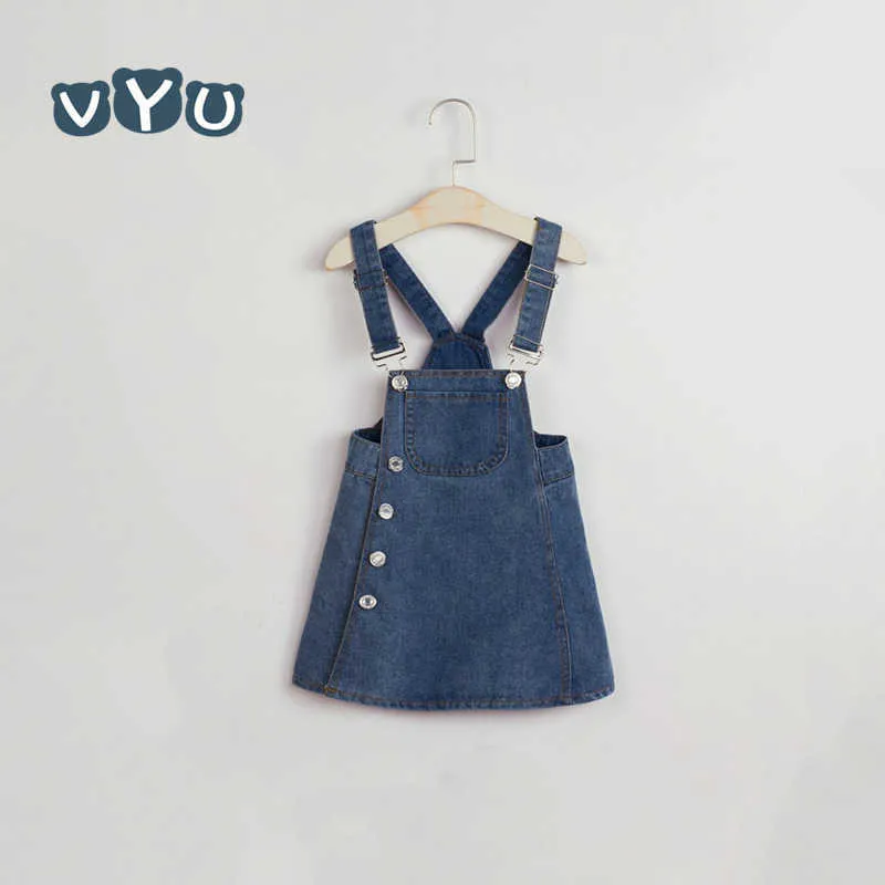 VYU Sommer Neue Japanische Stil Mädchen Strap Kleid Baby Reizende Nette Denim Kinder Mädchen Kleid Overalls Kleinkind Kleinkind Jeans Vestido q0716