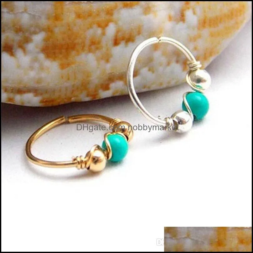 Stainless Steel Nose Ring Turquoise Nostril Hoop Nose Earring Piercing Jewelry