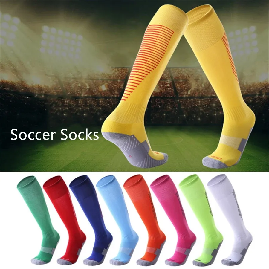 Marque Chaussettes De Sport pour Adultes Enfants Respirant Football Football Formation Hommes Garçons Sport Professionnel Haute Tube Chaussette Cadeaux De Noël