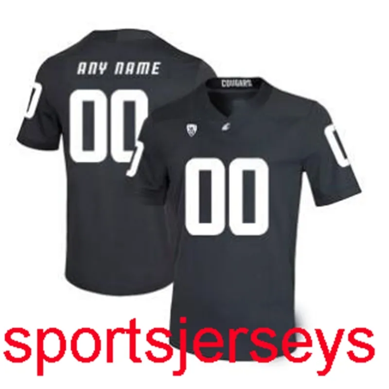 Szyte męskie kobiety Młodzież Washington State Cougars Jersey Black NCAA Niestandardowy Numer Nazwa XS-5XL 6XL