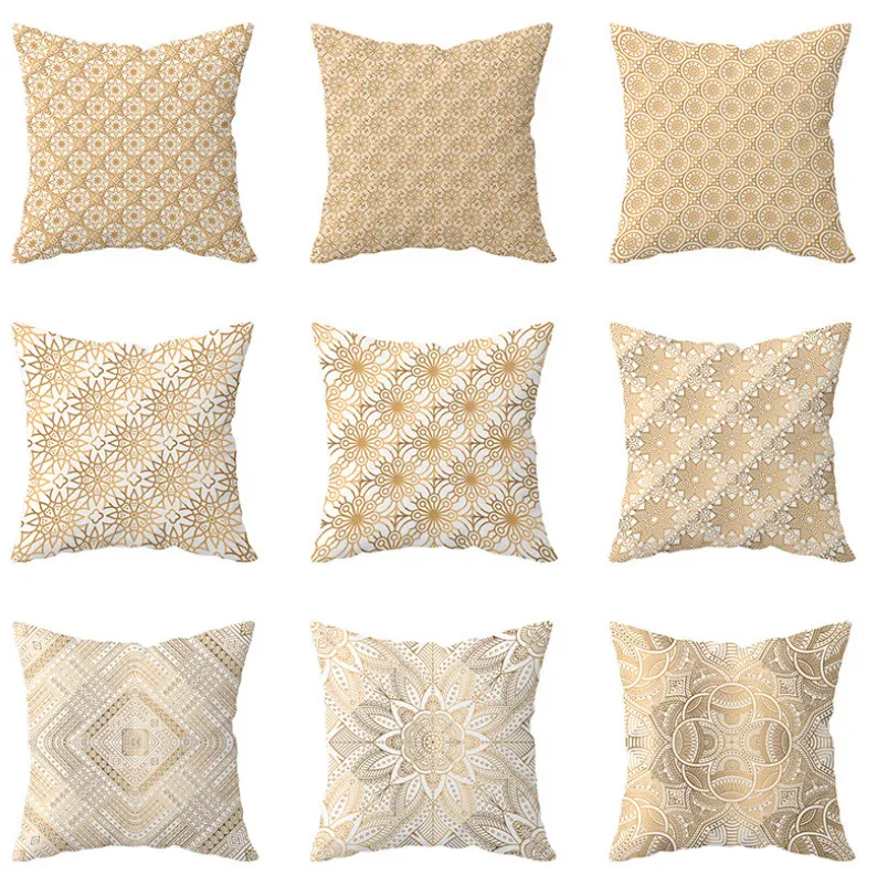 O último caso de travesseiro de 45x45cm, seleção de estilo padrão de ouro, almofadas de mobiliário doméstico texturizado, suporte a logotipo personalizado