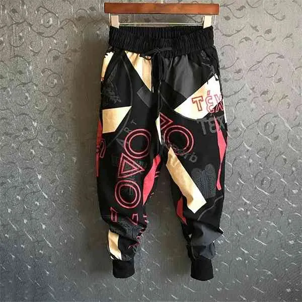 Spodnie dresowe Geometryczne spodnie Drukarnie Letnie Cienkie Legginsy Quick-Suche Harem Męskie Joggers Spodnie Cargo Men X0723