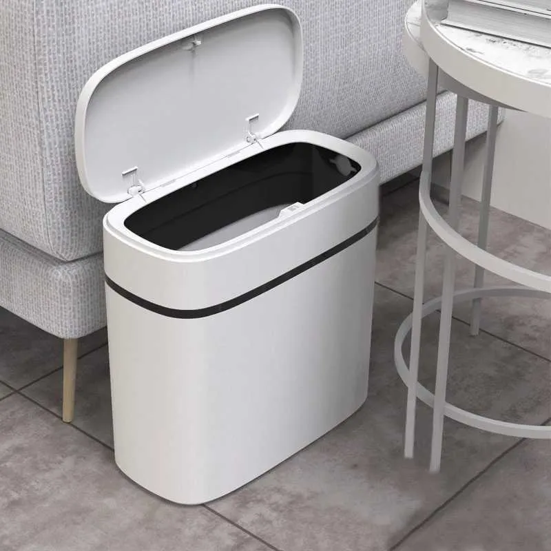 12L мусорное ведро для ванной комнаты для ванной комнаты кухня мусорное ведро пресс-тип мешок держатель мусорное ведро для туалета водонепроницаемый узкий шва 210728
