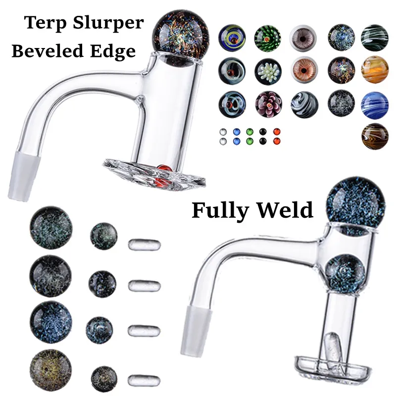 Terp Slurper Banger afgeschuind Edge Quartz Bangers Roken Accessoires Spinn Nail met Pearl Ruby Pil Naadloze Volledig Las voor Glas Water Bongs Olieruizingen Waterleidingen