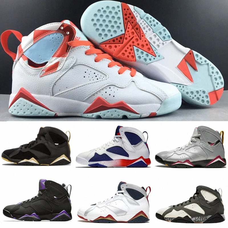 الرجال 7S كرة السلة أحذية باتا × 7 أبيض أحمر رجل رابتور الرياضة الهواء الأردن AJ1 أحذية رياضية الحجم 7-12