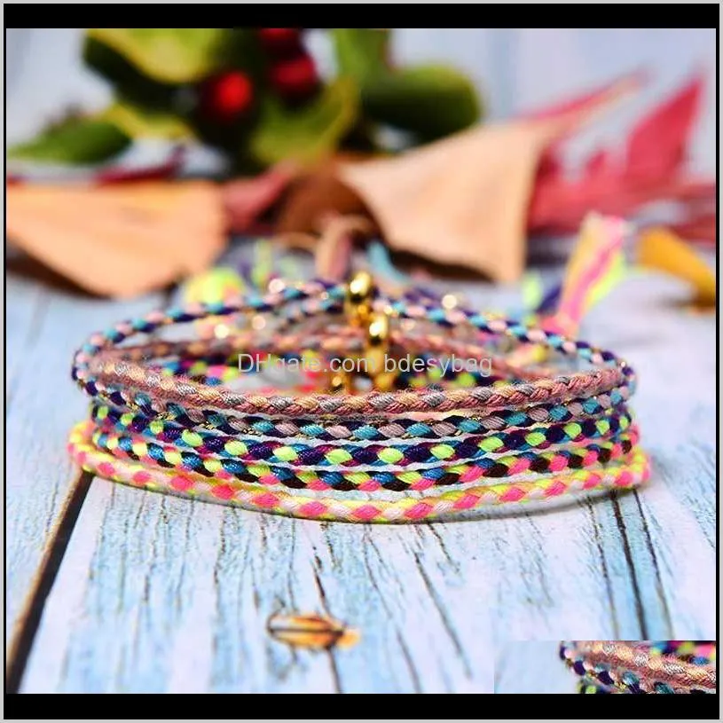 5pcs laconic cotton rope friendship bracelet for women fashion boho handmade charm wrap pulseras femme armband dropshipping