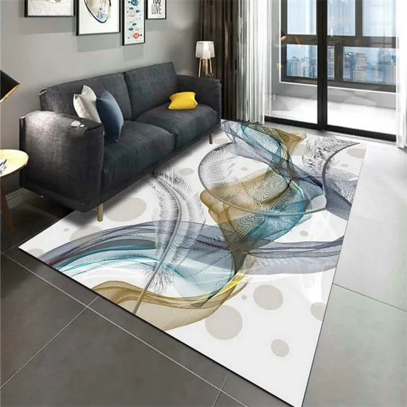 Nordic 3D геометрический напечатанный ковер гостиная диван напольные ковры ванная комната нескользящая коврик для спальни украшения моющиеся большие коврики 210317