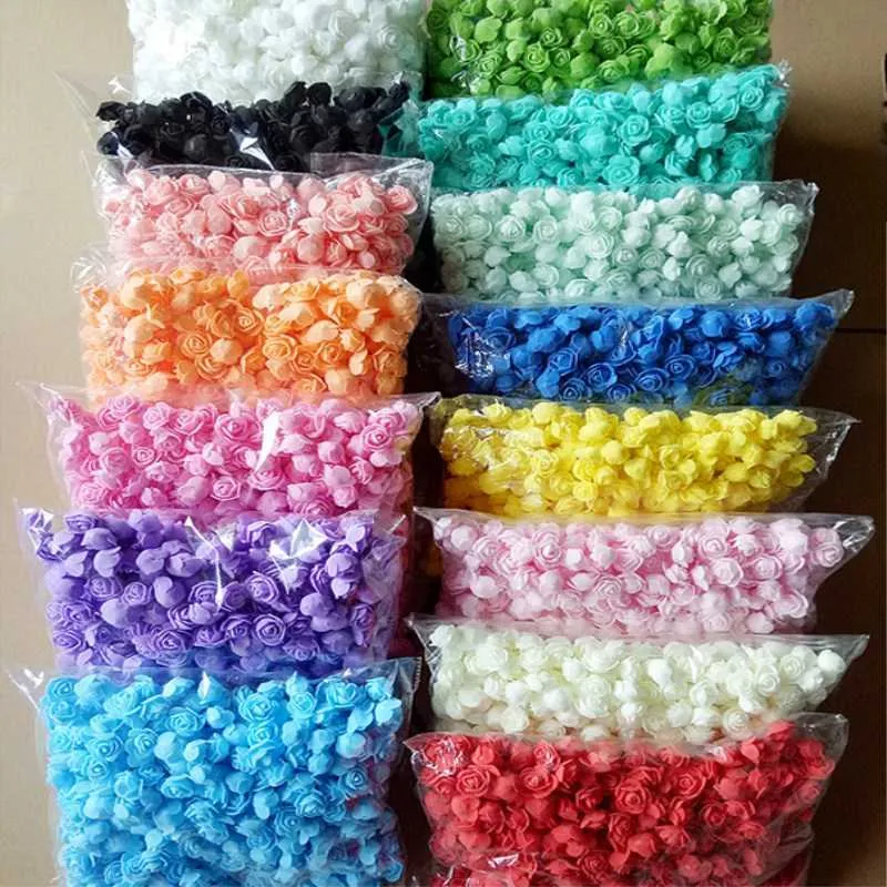 500pcs 3cm mini artificial PE espuma cor-de-rosa flor cabeça para casamento decoração home artesanal flores famosas bola artesanato suprimentos y0728