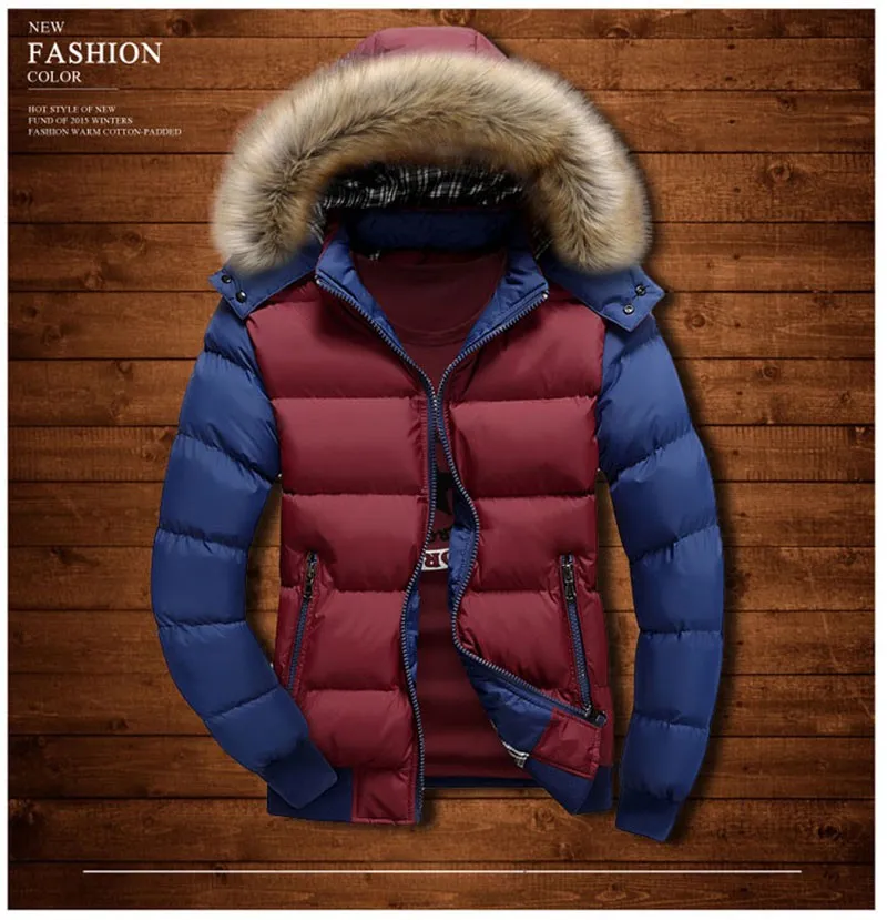 Winter jacket men thicken mens parka jackets fur hooded fashion warm casual cotton outdoor outerwear men