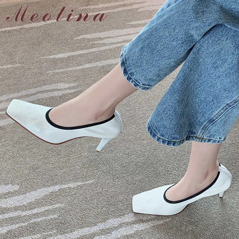 Meotina Extreme High Heel Femmes Chaussures Mode Square Toe Pompes Talons fins Robe Femme Robe Chaussures Printemps Beige Grande Taille 40 210608