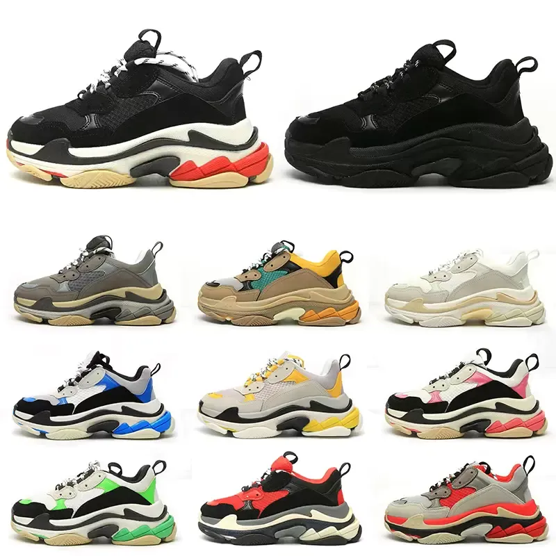 Triple s Hommes Femmes Chaussures de sport 17FW All Over Designer Platform Sneakers Noir Blanc Beige Sarcelle Bleu Bred Rouge Rose Hommes Baskets Jogiing Marche Chaussure De Sport